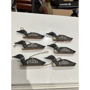 Vintage Original Signed James Haddon Wood Carved Duck Ornaments